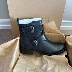 Gentle Souls-Black Leather Ankle Boots
